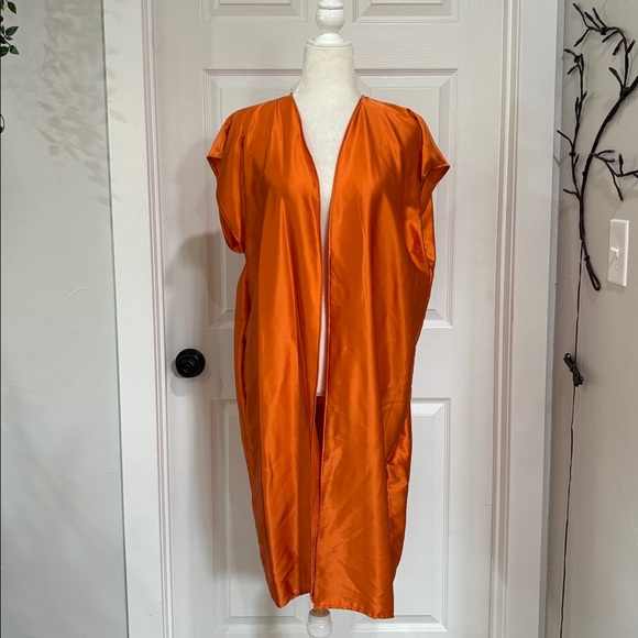 COLOI Accessories - NWT COLOI Vibrant Orange Silk Sleeveless Kimono